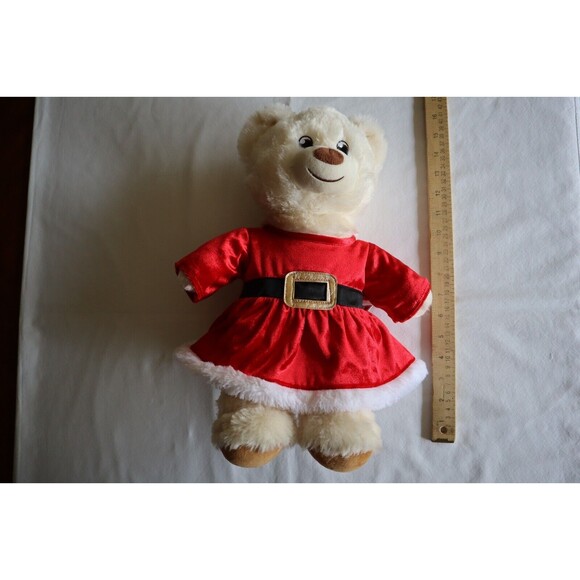Build A Bear Workshop 15" Teddy Bear Plush Off-White Brown Red Santa Dress - Picture 2 of 14